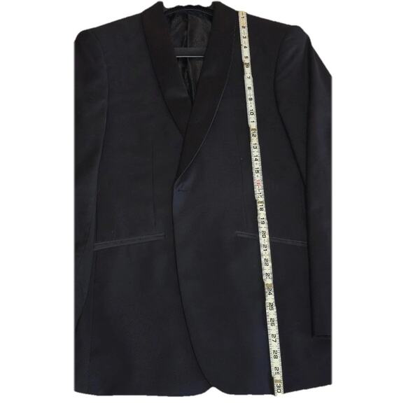 DOBELL Tuxedo Tux Black Full Suit 40R Wool Notch Lapel With Bag - Picture 13 of 14